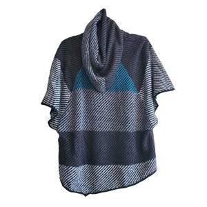 Curio Striped Wool Blend Cowl Neck Poncho Sweater Size L